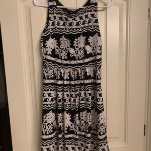 Navy and White Patterned Dress